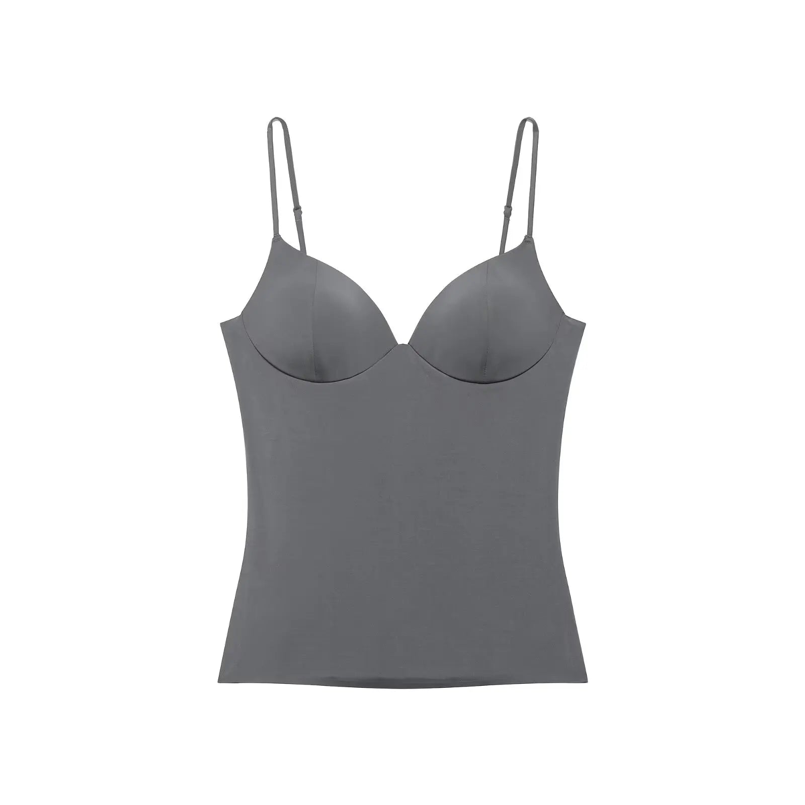 Grijze fitted top met ingebouwde cups voor dames