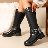 zwarte biker boots met gespen en hoge schacht