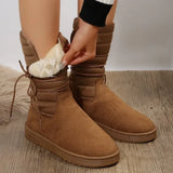 cognac gevoerde winterboots met faux fur voering en antislipzool