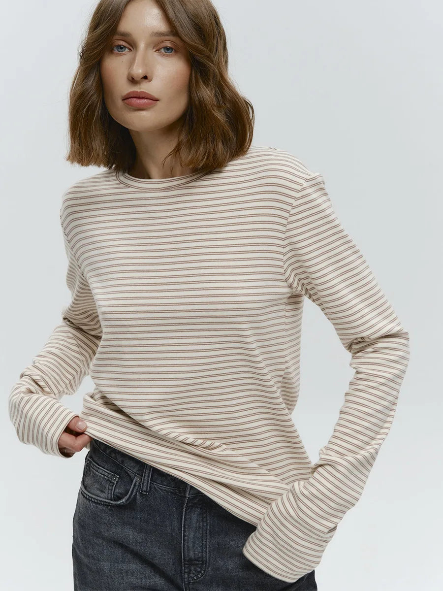gestreepte longsleeve dames met recht model en lange mouw