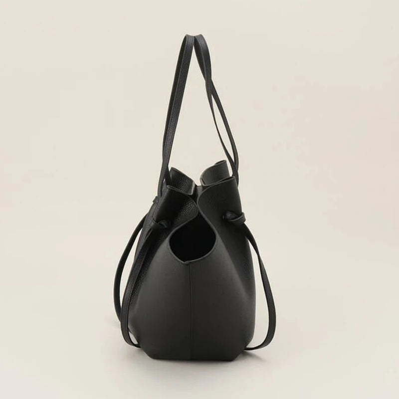 Avoria | Grote Luxe Tote Bag van Vegan Leer met Strikdetail & Lange Hengsels