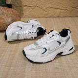 Venyra Chunky Sneakers in wit met blauw detail 