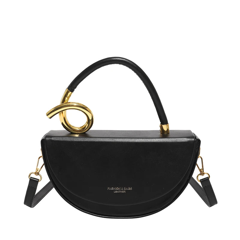 Zwarte designer inspired tas met gouden swirl handvat – betaalbaar alternatief Cult Gaia