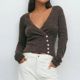 Elanya | Knitted Cardigan with V-Neck and Button Detail 