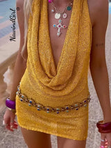 Luniva | Metallic Halter Mini Dress