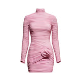 Roze draped mini dress met roosdetail