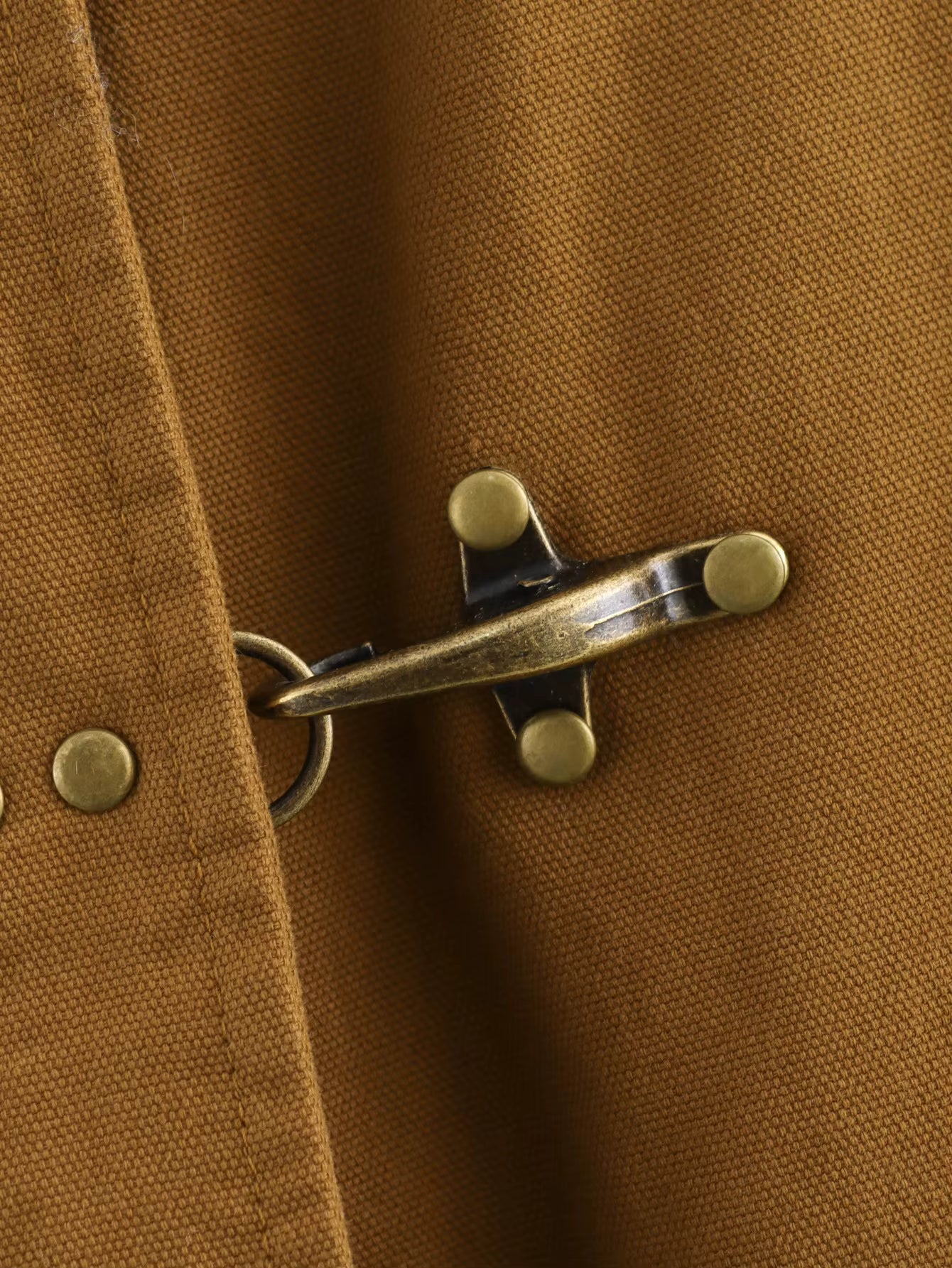 Marleau Jacket | Camel workwear jacket with corduroy collar and toggle closure