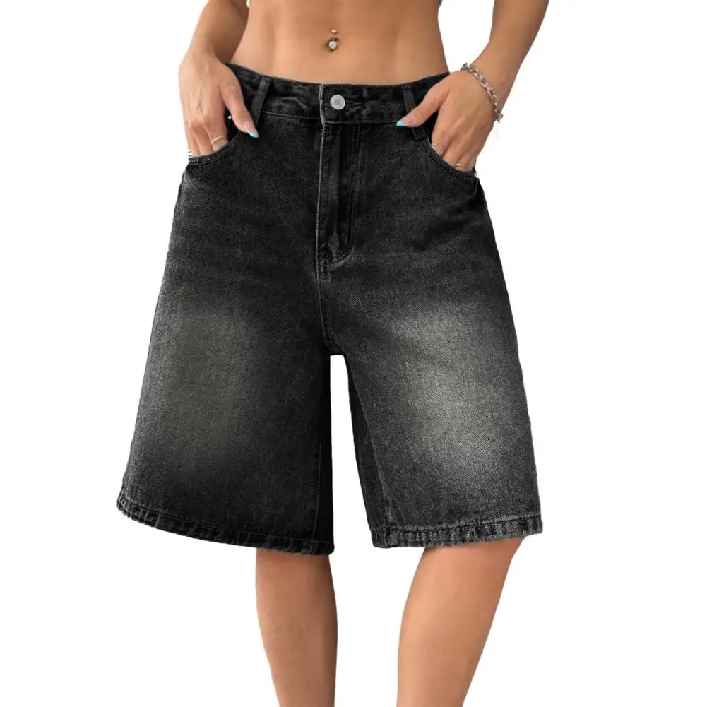 Vayla | Short Bermuda en denim avec taille haute et coupe décontractée
