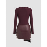 Narelle | Mini-robe ajustée avec détail drapé en cuir vegan