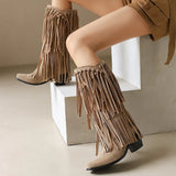 westernlaarzen met fringe en rits aan de zijkant