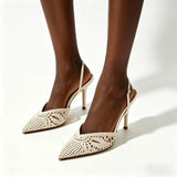 crème slingback stiletto heels met gehaakt detail en elegante vorm