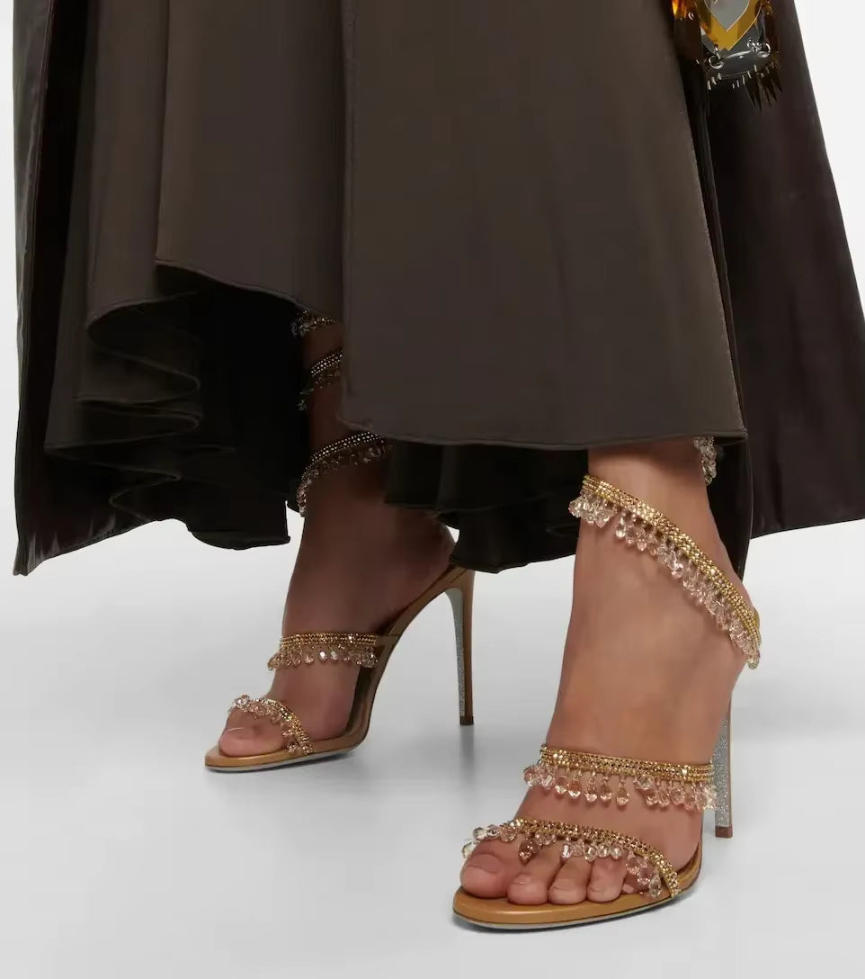 Zyrelle Crystal Wrap Heels | Luxe Sandalen met Wikkel-Enkelband