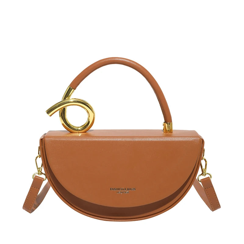 bruine handtas met gouden swirl handvat – luxury dupe bag