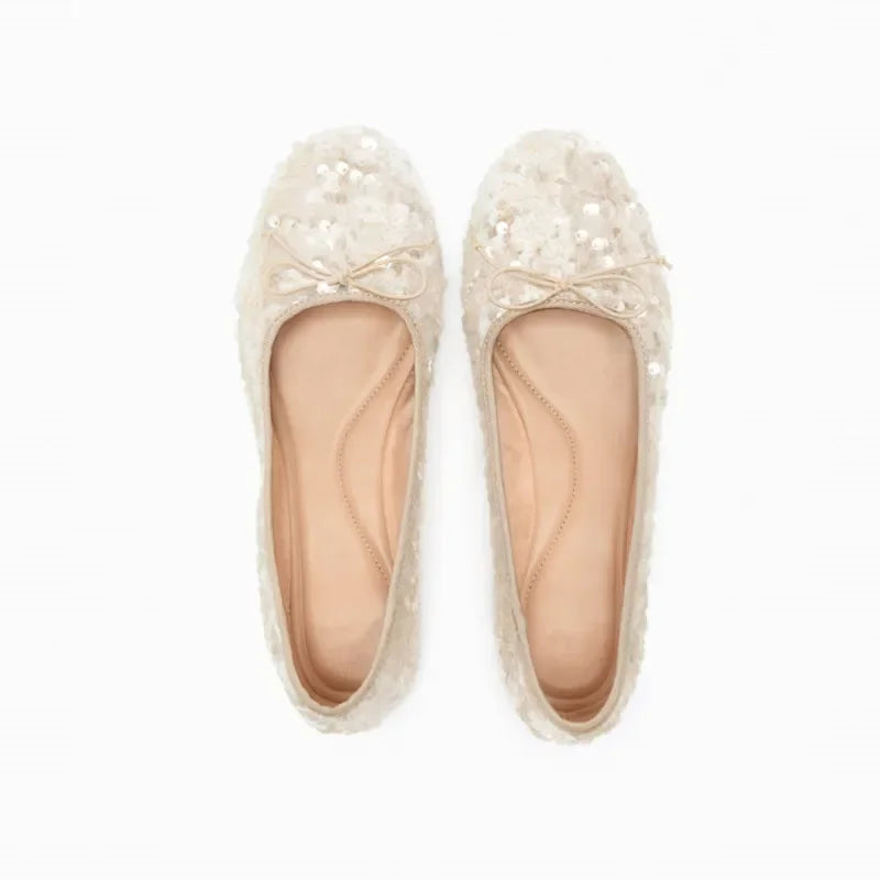 Lurella | Pailletten Ballerina Flats met Strik