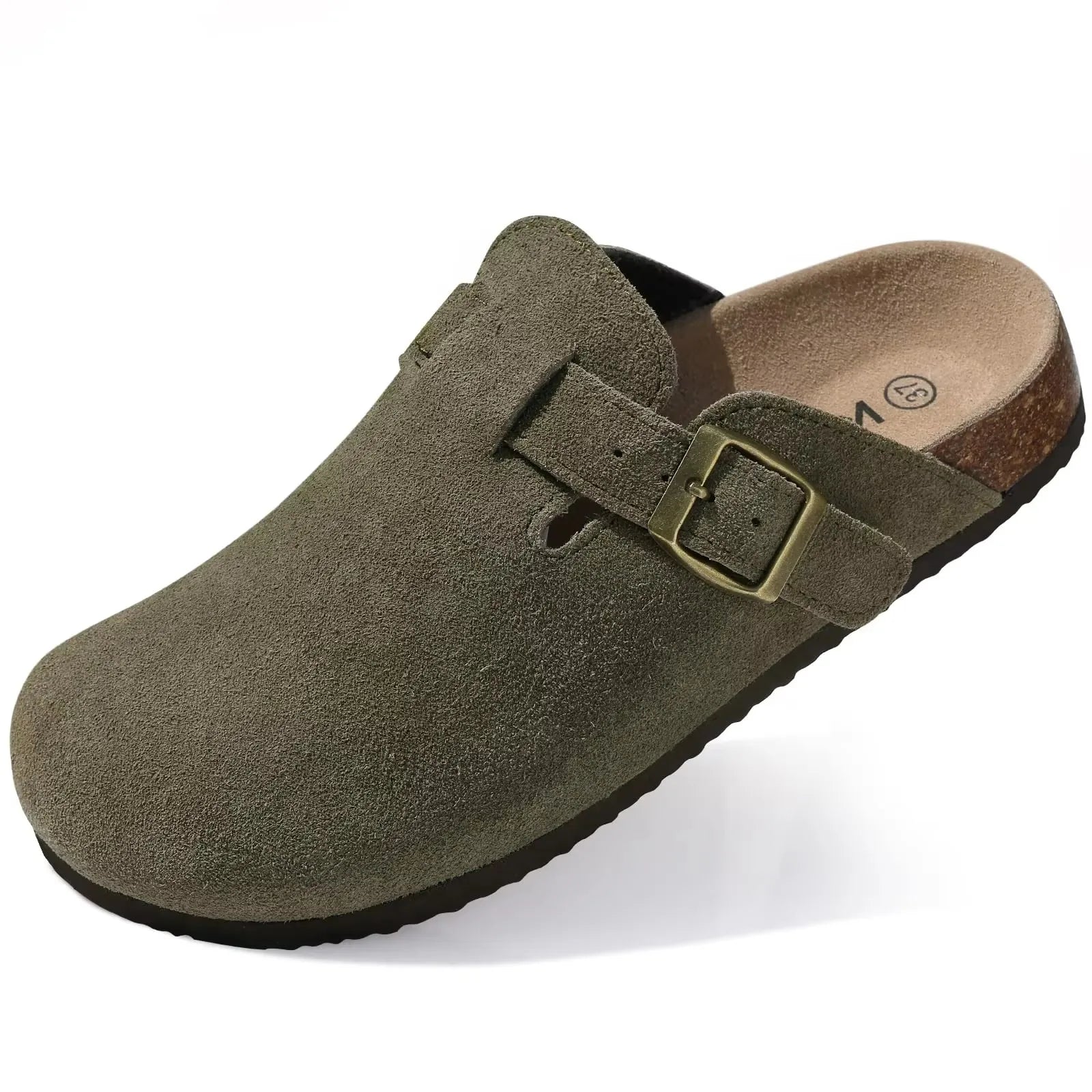Mavira comfort clogs olijfgroen met verstelbare gesp