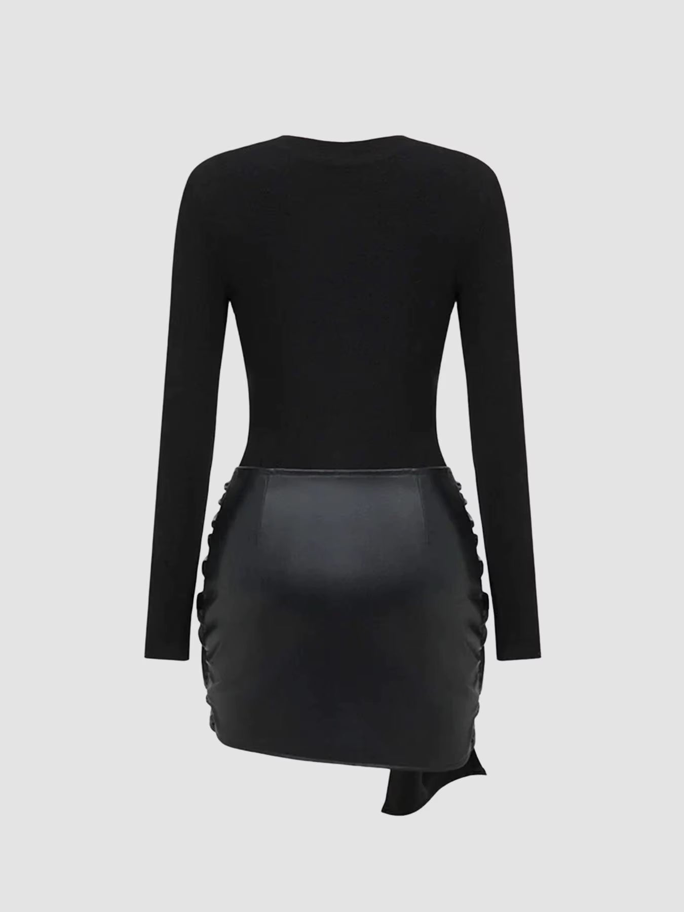 Narelle | Mini-robe ajustée avec détail drapé en cuir vegan