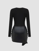 Narelle | Mini-robe ajustée avec détail drapé en cuir vegan