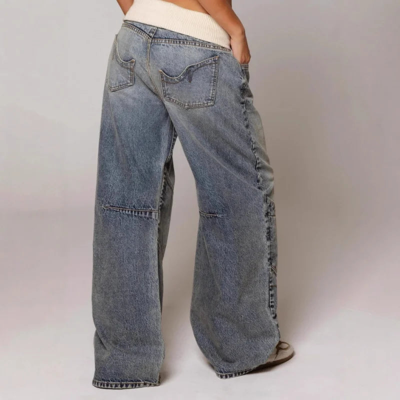 Seyra | Baggy Wide-Leg Jeans met Rib Tailleband & Streetstyle Vibes