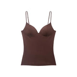 Bruine fitted top met ingebouwde cups voor dames