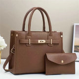 Bruine PU handtas set met portemonnee – Liorah Luxe Handtas