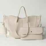Grote witte tas met clutch van vegan leer