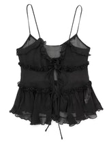 Lucinda | Sheer Ruffle Tie Top