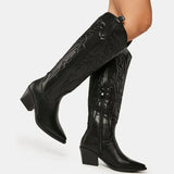 Zwarte western boots met embroidery en ritssluiting