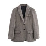 close-up ruitpatroon blazer met zwarte knopen