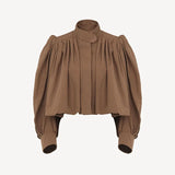 Luzette Cropped Bomberjack | Vrouwelijk Jack met Pofmouwen & Knopen