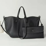Grote zwarte tas met clutch van vegan leer
