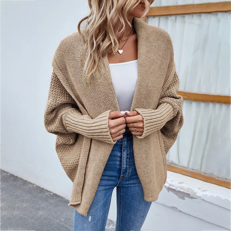 Oversized gebreid vest in khaki kleur 