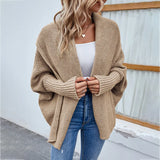 Oversized gebreid vest in khaki kleur 