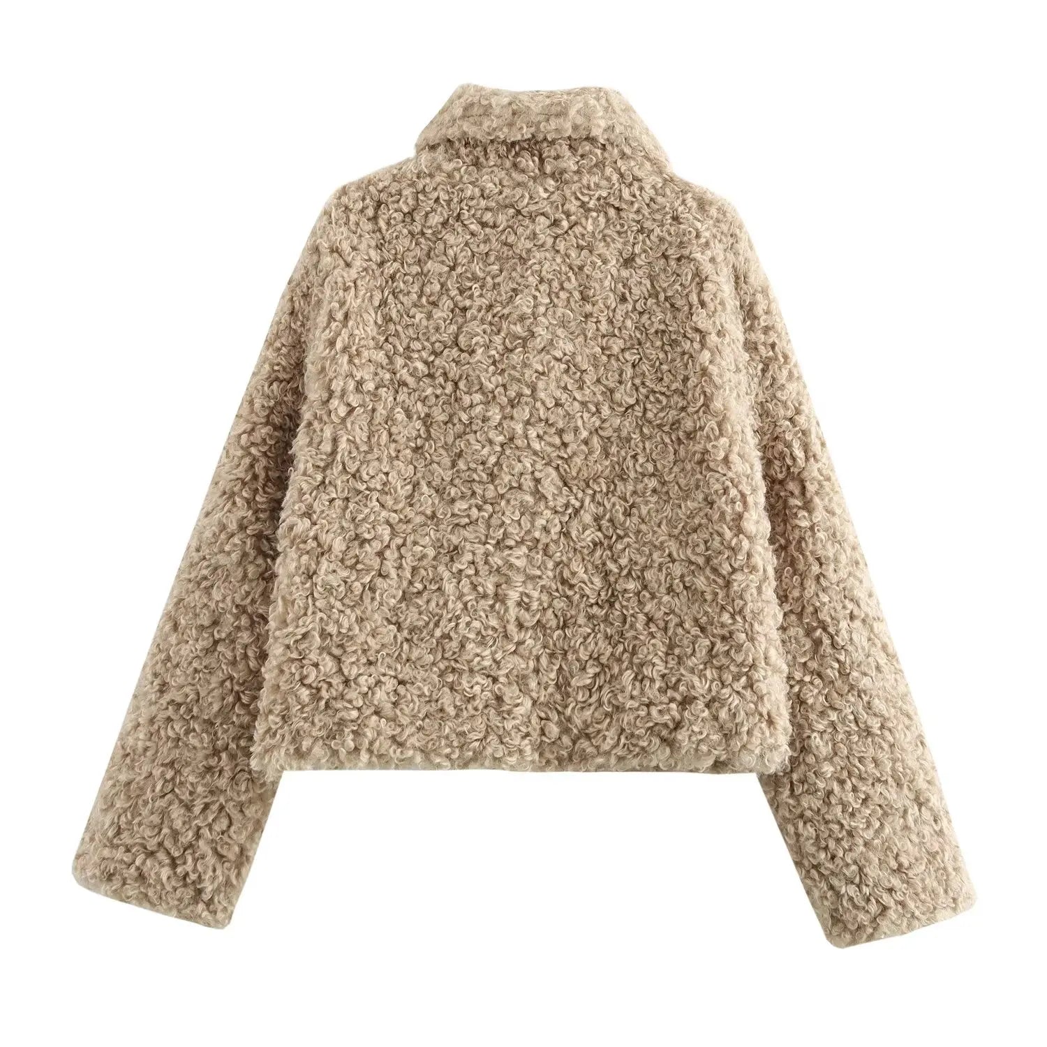Elavine Teddy Jacket | Beige Faux Fur Winterjas met Gespen
