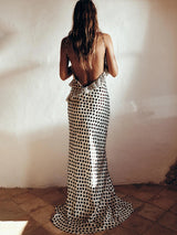 almira maxi jurk open rug achterkant