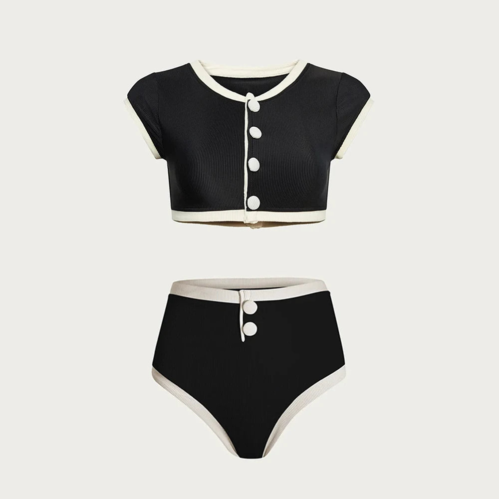 Bikini met korte mouwen en vintage uitstraling