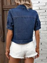 Sabrine | Denim Overhemdjack met Korte Mouwen voor Dames