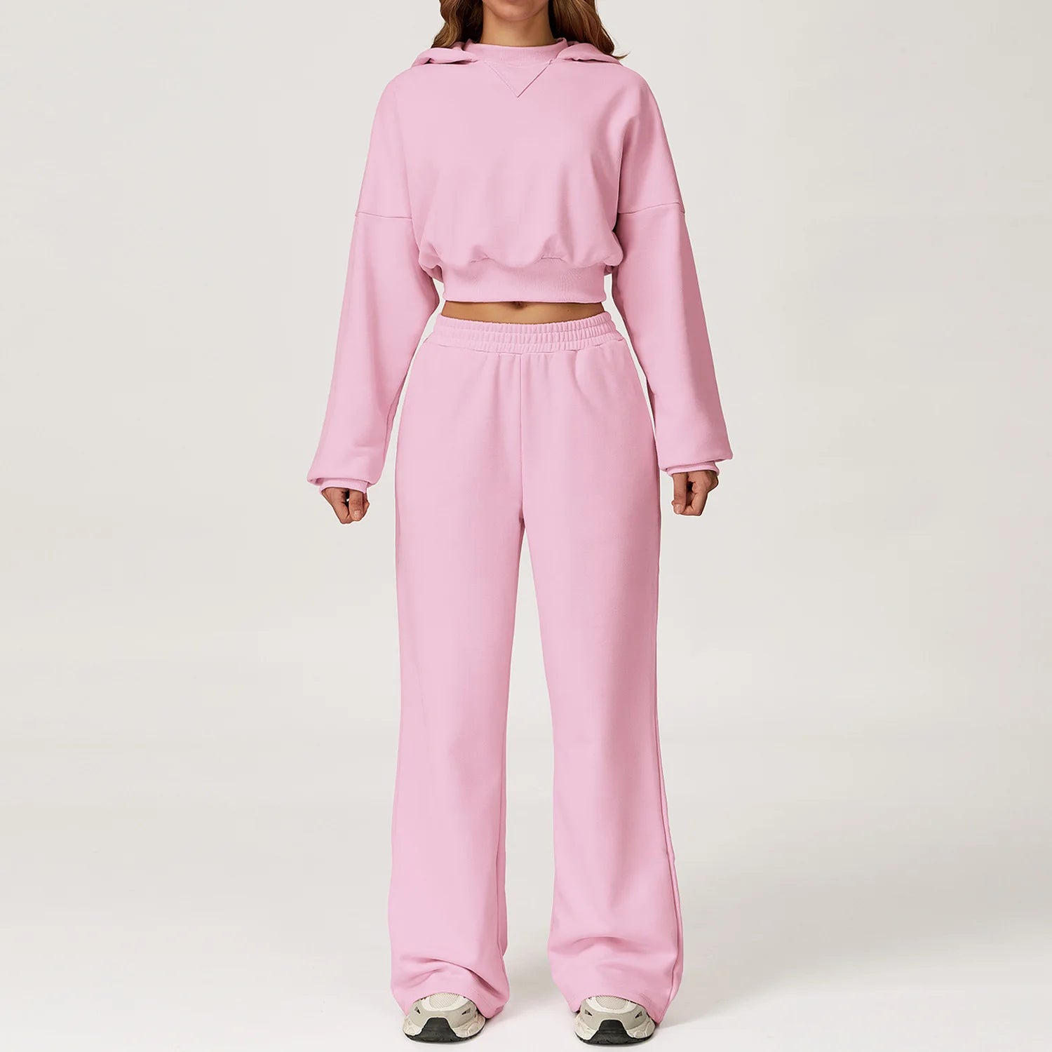 Eloria | Lounge Set met Cropped Sweater & Wide Leg Joggingbroek