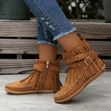 Fringella | Suède Enkelboots met Franjes & Studs