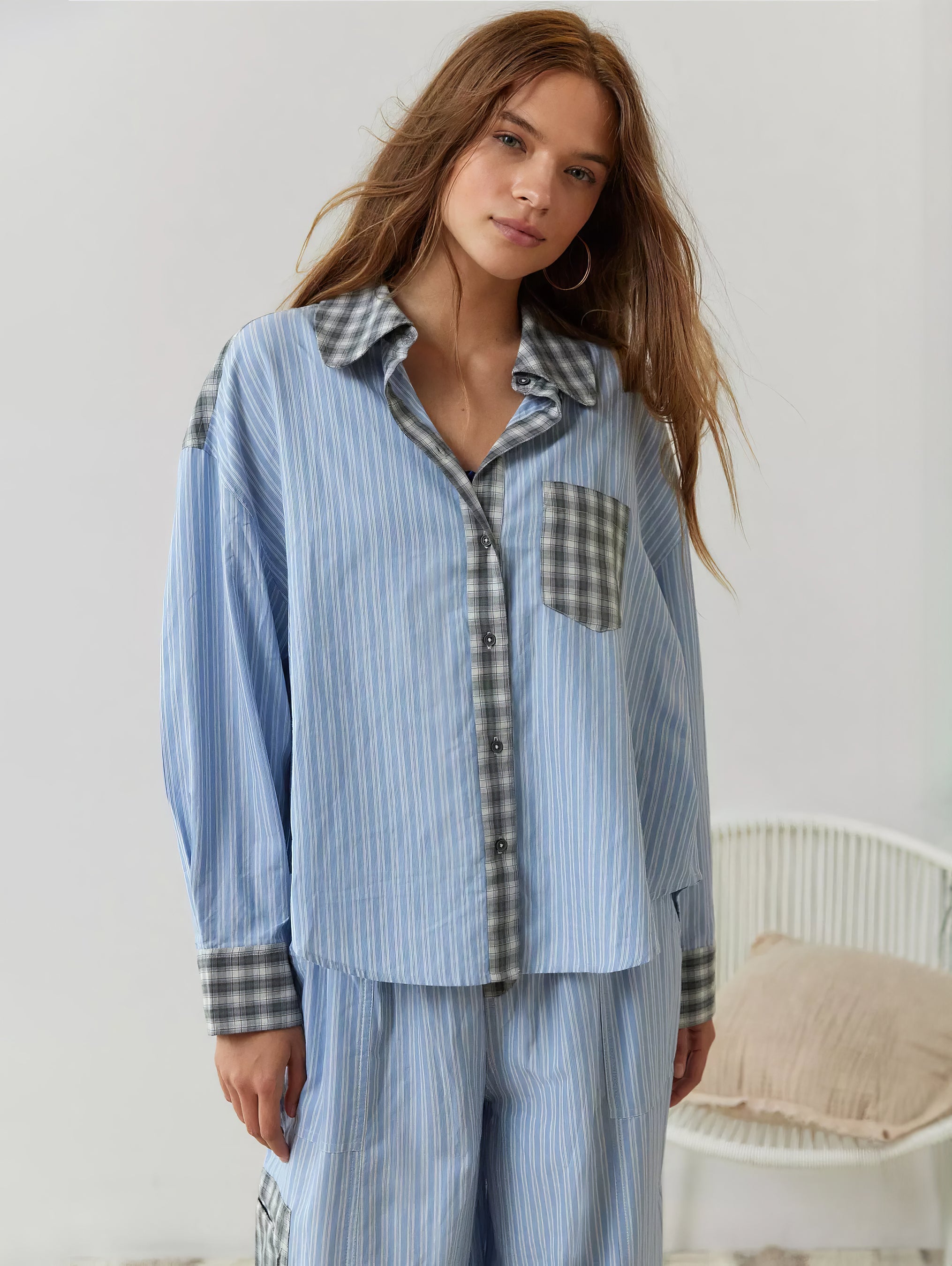 lichte dames pyjama voor slapen en loungen in blauw