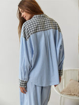 Eloria Pyjamaset | Gestreepte & Geruite Nachtset met Blouse