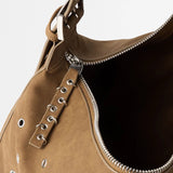 Ravira Suede Bag | Large Shoulder Bag with Rings &amp; Vintage Look
