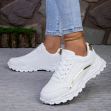 witte sneakers dames met stevige zool en gouden accent