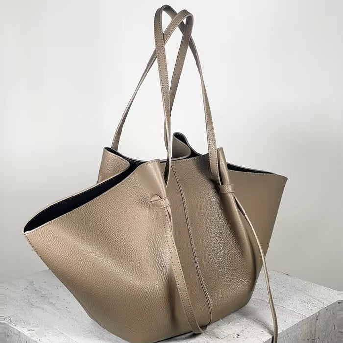 Avoria | Grote Luxe Tote Bag van Vegan Leer met Strikdetail & Lange Hengsels