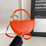 Oranje halve maan tas met gouden details – Amara Retro Shoulder Bag