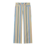Alizé gestreepte wide leg broek pastelkleuren dames voorkant