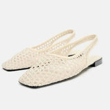 Crème Aurelia mesh slingback ballerina's dames