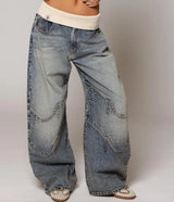 Seyra | Baggy Wide-Leg Jeans met Rib Tailleband & Streetstyle Vibes