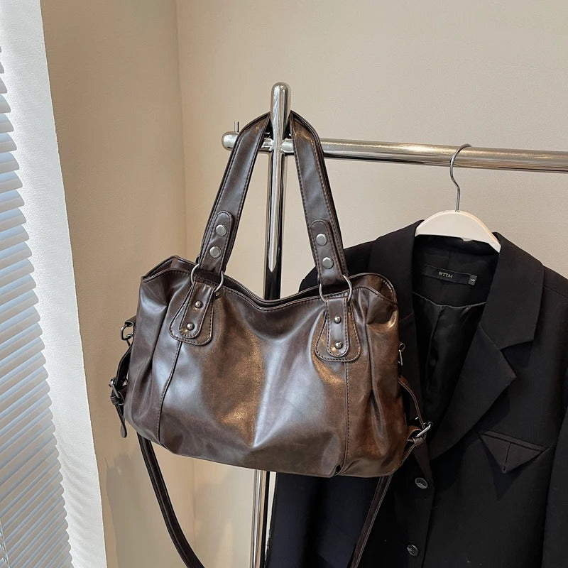 Velmira Vintage | Large Vegan Leather Shoulder Bag