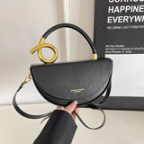 Zwarte halve maan tas met gouden details – Amara Retro Shoulder Bag