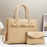 Beige PU handtas set met portemonnee – Liorah Luxe Handtas
